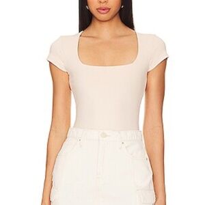 FREE PEOPLE Square Eyes Bodysuit in Pink Tint